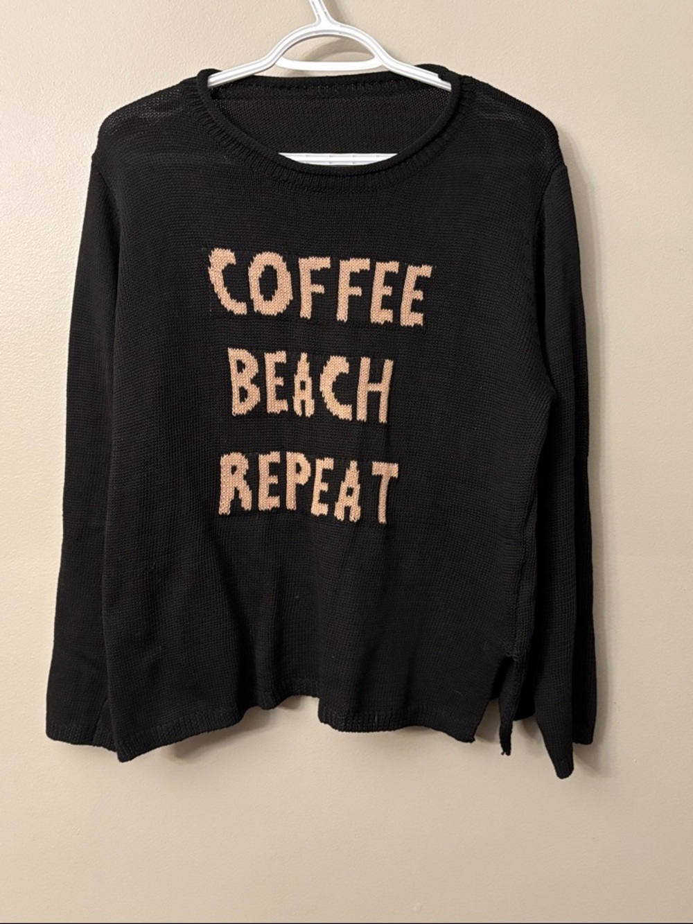 Coffee Beach Repeat Black Lightweight Summer Sweater Medium